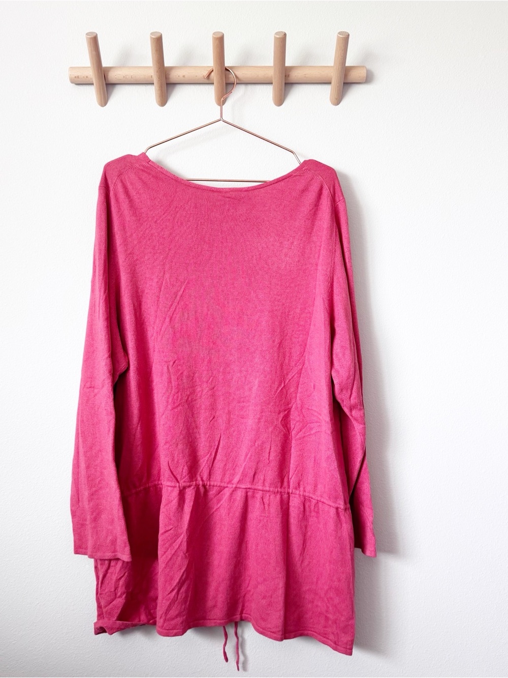 Eileen Fisher Mimos Pink V-Neck Silk and Linen Drawstring Tunic - Picture 9 of 11
